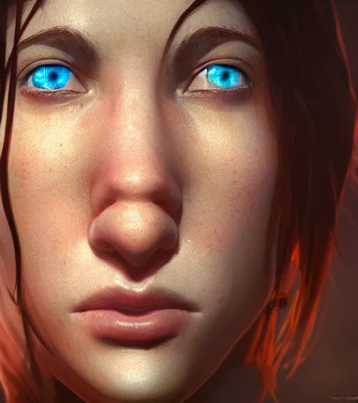 Image similar to highly detailed macro shot of a female portrait with a look of disgust, unreal engine, loish, rhads, makoto shinkai and tom bagshaw, reflective global illumination, god rays, detailed and intricate environment