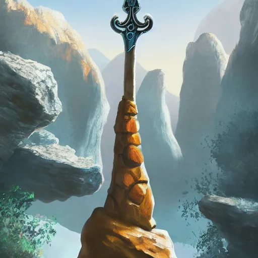 Prompt: the sword in the stone trending on artstation 8k