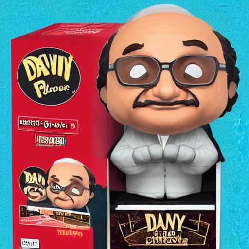 Prompt: product photo of Danny Devito Funko pops