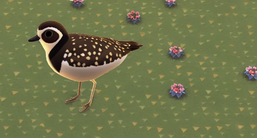 Image similar to pacific golden plover in the style of Animal Crossing