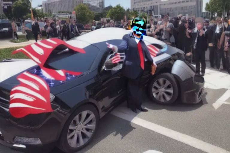Prompt: trump-car-wrap-from-the-side, anime, anime anime