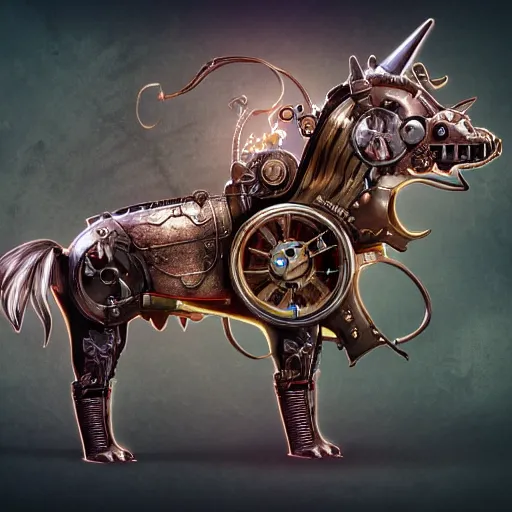 Prompt: digital illustration of a steampunk clockwork unicorn, deviantArt, artstation, artstation hq, hd, 4k resolution