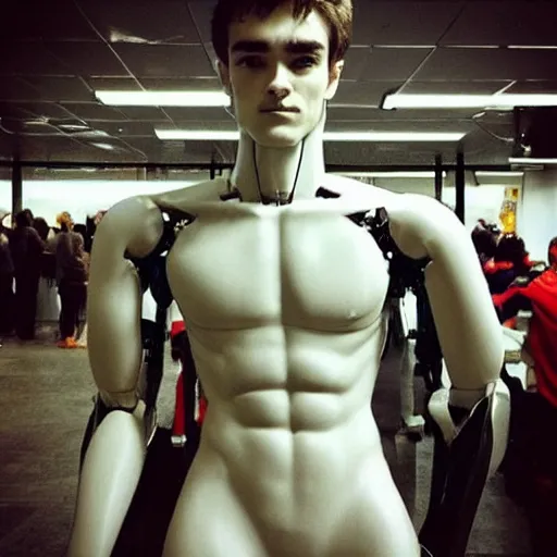 Image similar to “a realistic detailed photo of a guy who is an attractive humanoid who is half robot and half humanoid, who is a male android, Charles Leclerc, shiny skin, posing like a statue, blank stare”