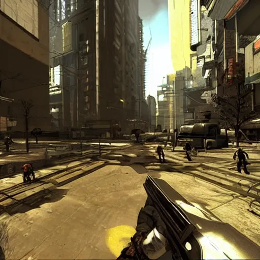 Image similar to NeoTokyo is a multiplayer tactical first-person shooter total conversion modification of Half-Life 2 in a futuristic cyberpunk setting, created by American developer Studio Radi-8.