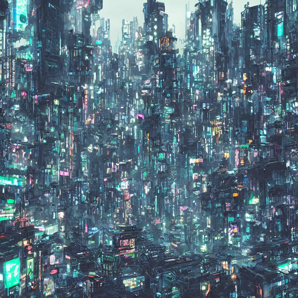 Image similar to photo of a cyberpunk flotant city