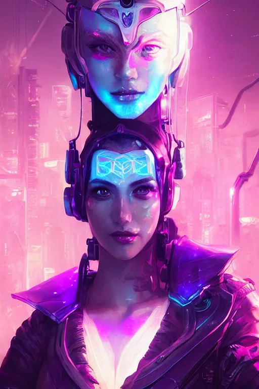 Image similar to diana from league of legends, cyberpunk futuristic neon. moon glowing in background, decorated with traditional japanese ornaments by ismail inceoglu dragan bibin hans thoma greg rutkowski alexandros pyromallis nekro rene maritte illustrated, perfect face, fine details, realistic shaded, fine - face, pretty face, masterpiece