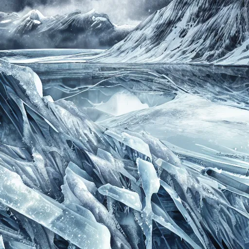 Image similar to icy landscape, hyper detailed