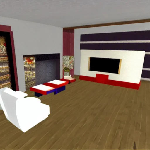 Image similar to a still of a modern living room, 1 9 9 6 super mario 6 4 graphics