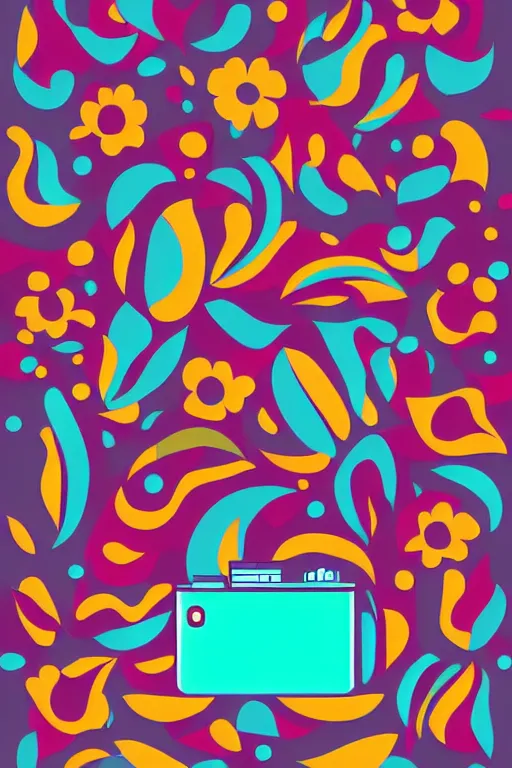 Image similar to minimalist boho style art of a colorful camera, illustration, vector art