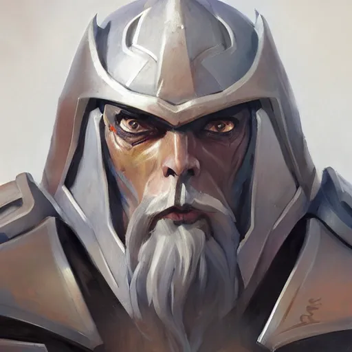 Image similar to greg manchess portrait painting of armored saruman as overwatch character, medium shot, asymmetrical, profile picture, organic painting, sunny day, matte painting, bold shapes, hard edges, street art, trending on artstation, by huang guangjian and gil elvgren and sachin teng