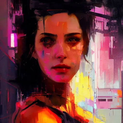 Prompt: portrait of a beautiful girl, gas, steam, cyberpunk, intimate, city, beautiful face, rule of thirds, spotlight, expressive, passionate, by greg rutkowski, by jeremy mann, by francoise nielly, 4 k, 8 k, correct body proportion