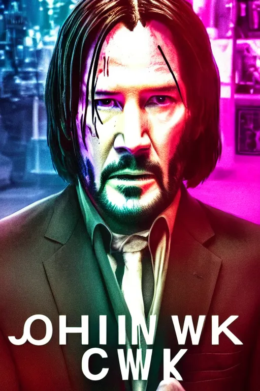 Prompt: John Wick movie poster in the style of Rick and Morty