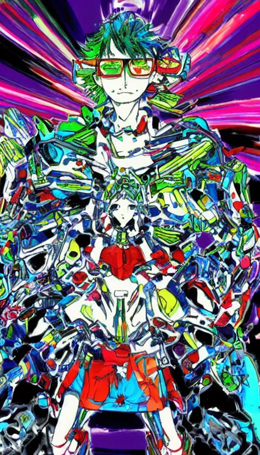 Prompt: psytrance artwork, by hideaki anno