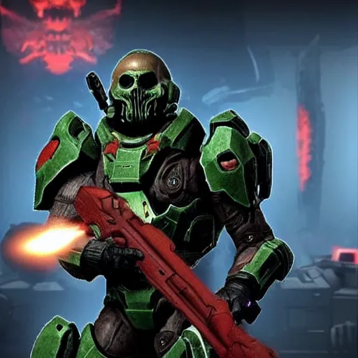 Image similar to Obama is the doom slayer