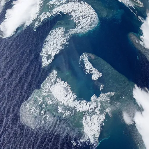 Image similar to aerial photo by nasa of the british isles in the middle of a pacific ocean
