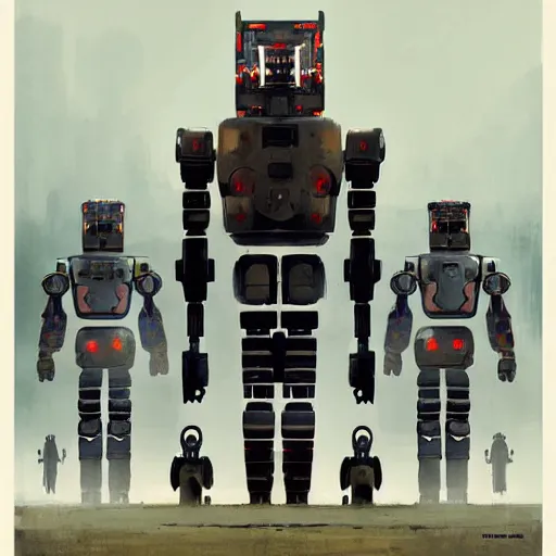 Image similar to propaganda poster of robots and humans standing side by side, side view photo, by greg rutkowski