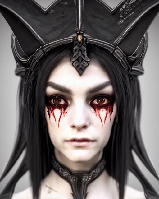 Image similar to headshot portrait of the demonic priestess, cgsociety, detailed, unreal engine, textured, cinematic, character design