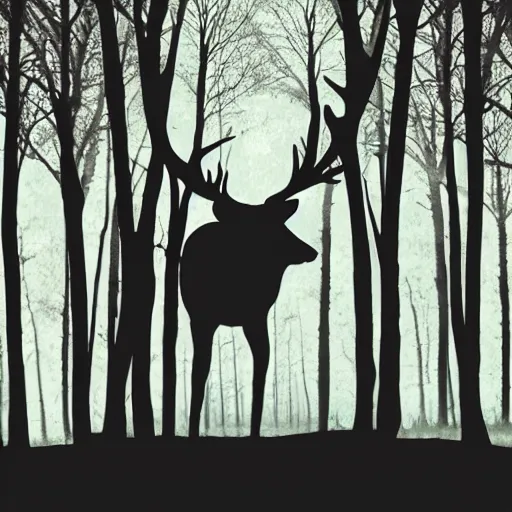 Image similar to a forest inside a deer silhouette