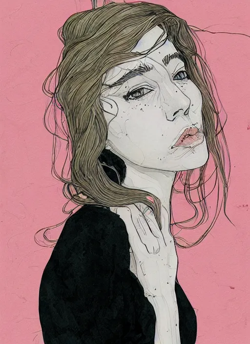 Image similar to a portrait of amber by kaethe butcher and moebius