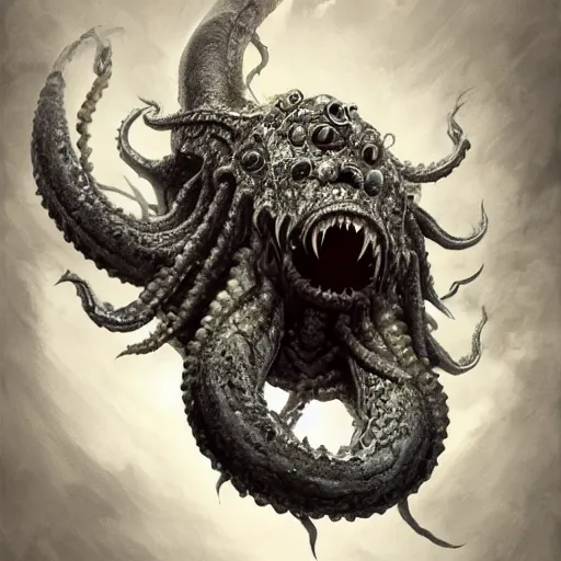 Image similar to A masterpiece portrait of a kraken with evil eyes. Very detailed barnacles on its body. intricate, elegant, highly detailed. trending on artstation, digital art, by Stanley Artgerm Lau, WLOP, Rossdraws, James Jean, Andrei Riabovitchev, Marc Simonetti, Yoshitaka Amano