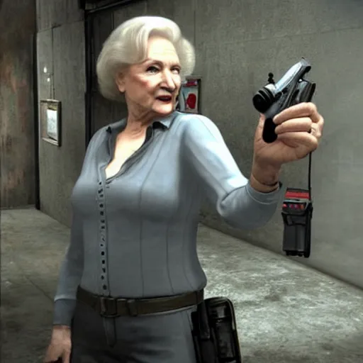 Image similar to betty white in resident evil game