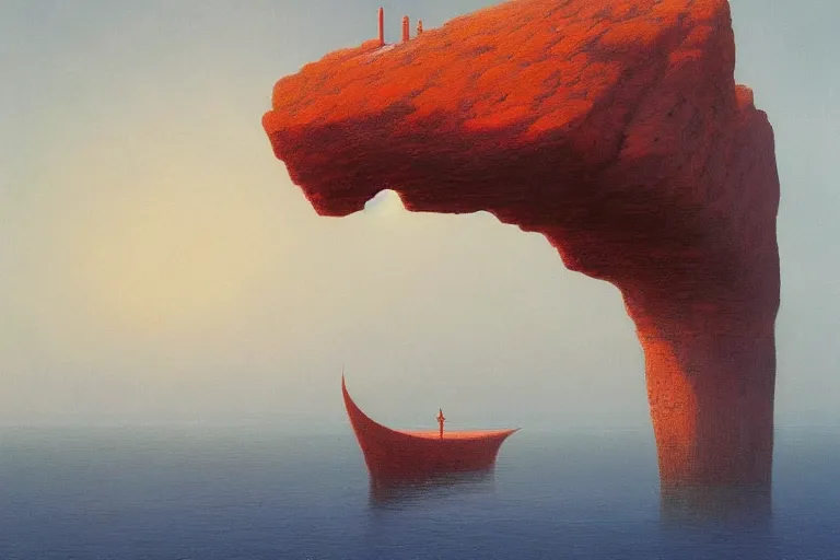 Image similar to A beautiful painting of A Torii over the sea by Zdzisław Beksiński and Ilya Repin,In style of Post-Apocalyptic.digital art, illustration,hyper detailed,smooth, sharp focus,trending on artstation,oil on the canvas,4k