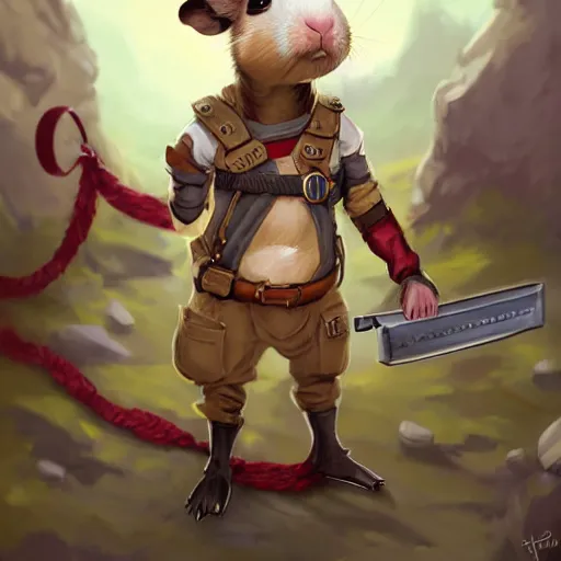 Image similar to cute little anthropomorphic Guinea Pig Field Medic, tiny, small, short, Modern Field medic with red cross, cute and adorable, pretty, beautiful, DnD character art portrait, matte fantasy painting, DeviantArt Artstation, by Jason Felix by Steve Argyle by Tyler Jacobson by Peter Mohrbacher, cinema