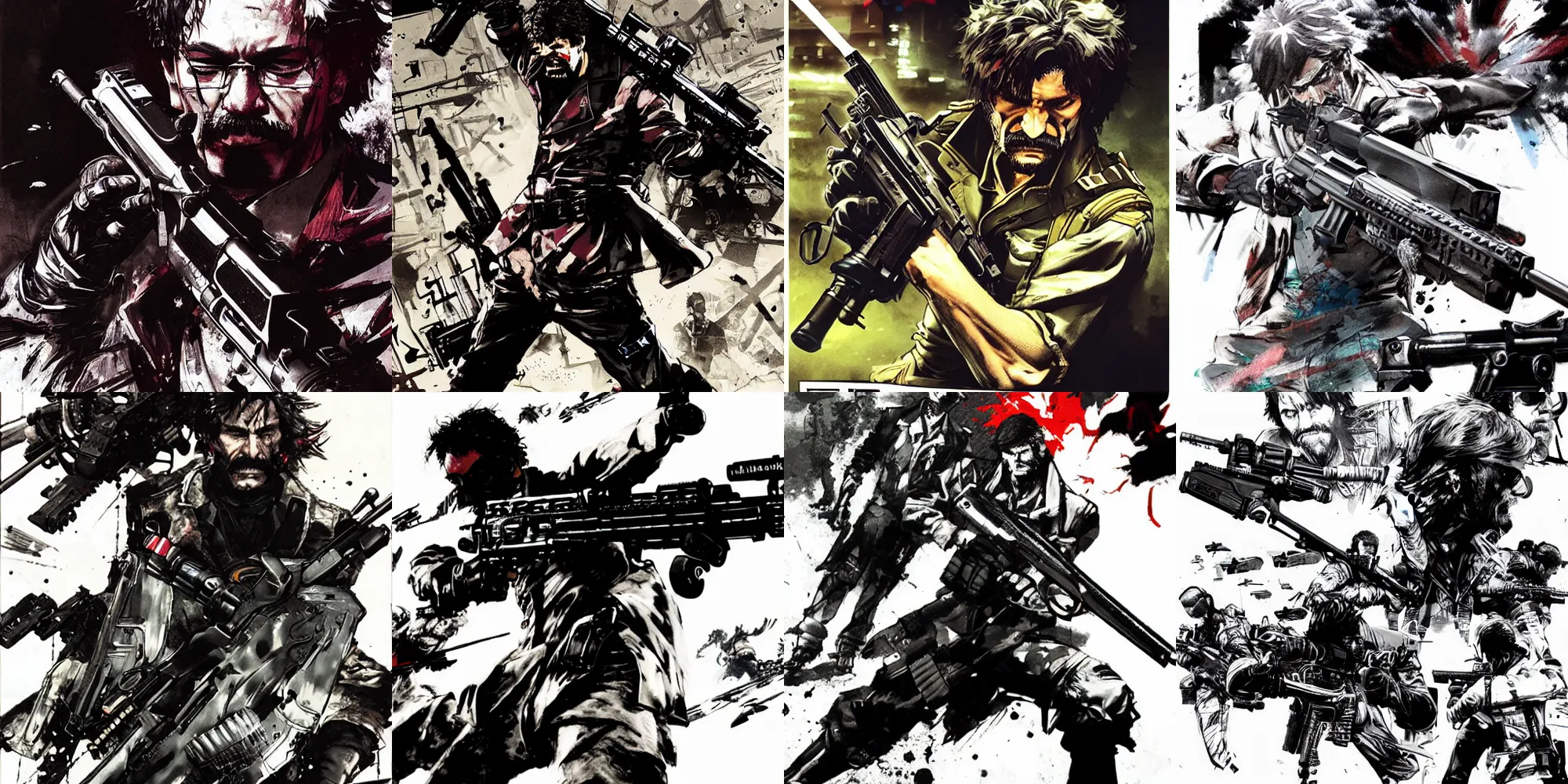 Prompt: doctor disrespect killing everybody in in a rifle battle, 8 k, intense, violence, speed, momentum, by yoji shinkawa