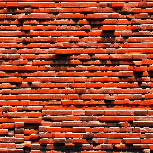 Image similar to a world where everything is made out of orange bricks