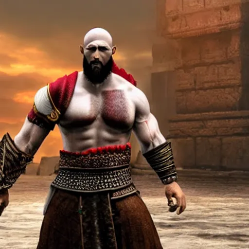 Image similar to Kratos wearing islamic clothes