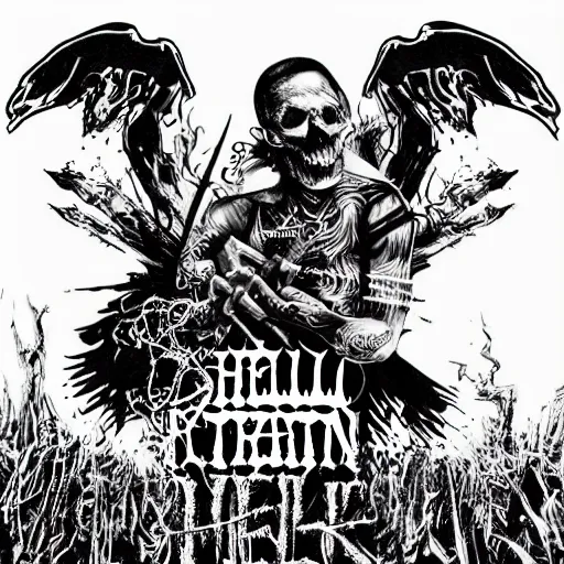 Image similar to hell nation, punk album art, black and white