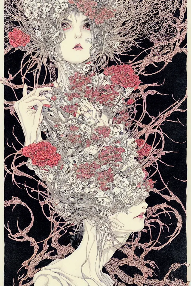 Prompt: Portrait painted in Superflat style drawn by Vania Zouravliov and Takato Yamamoto, inspired by Fables, intricate acrylic gouache painting, high detail, sharp high detail, manga and anime 1980