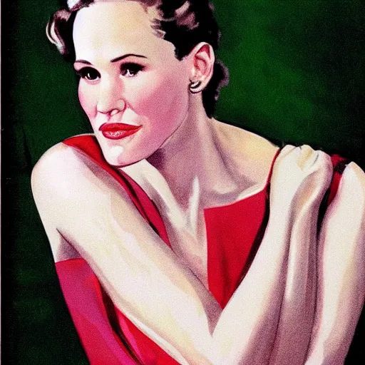 Image similar to “Jennifer Garner portrait, color vintage magazine illustration 1950”