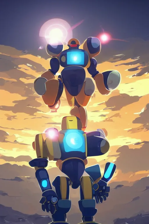 Image similar to metabots medabots medarotto medarot robot minimalist comics, behance hd by jesper ejsing, by rhads, makoto shinkai and lois van baarle, ilya kuvshinov, rossdraws global illumination ray tracing hdr radiating a glowing aura