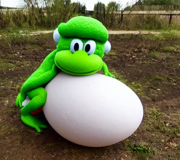 Image similar to yoshi laying a big stinky egg