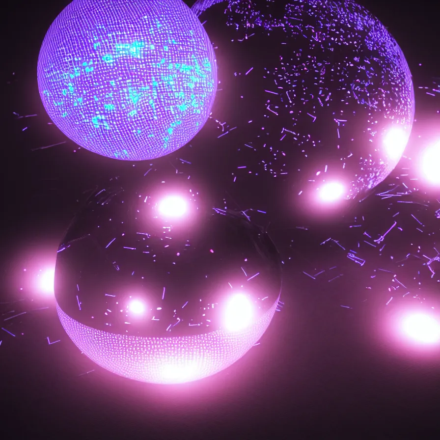 Image similar to glowing emissive particle simulation rendering, redshift, octane