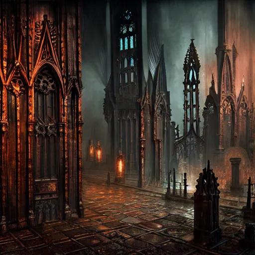 Image similar to steam necropolis, memento mori, gothic, neo - gothic, art nouveau, hyperdetailed copper patina medieval icon, stefan morrell, philippe druillet, ralph mcquarrie, concept art, steampunk, unreal engine, detailed intricate environment, octane render, moody atmospherics, volumetric lighting, ultrasharp, ominous, otherworldly