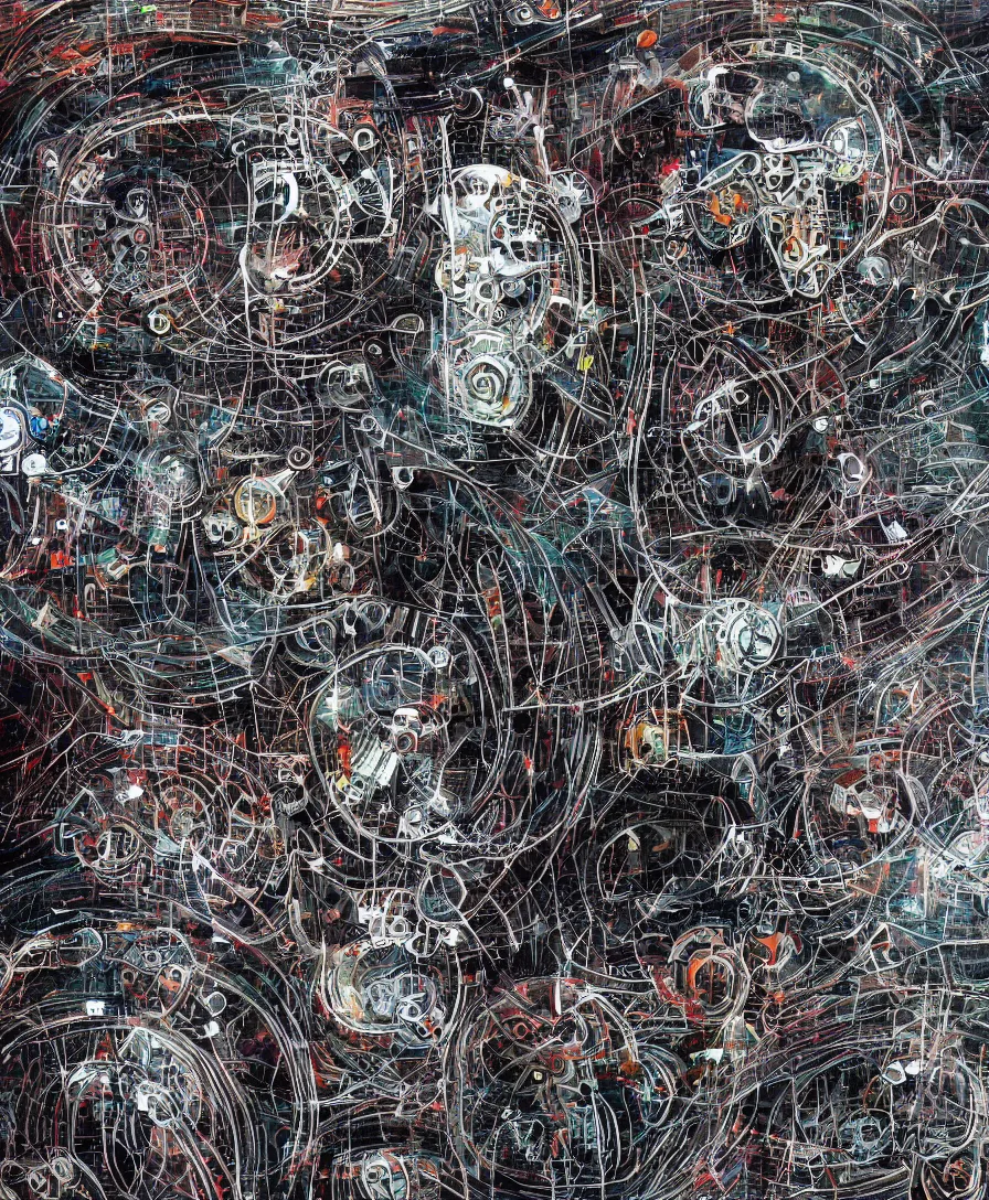 Image similar to abstract art depicting the inside of the mind of a machine