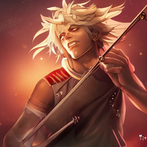 Prompt: portrait of alexander the great as a jazz musician, anime fantasy illustration by tomoyuki yamasaki, kyoto studio, madhouse, ufotable, square enix, cinematic lighting, trending on artstation