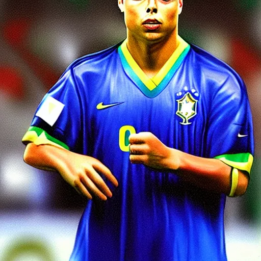 Prompt: ronaldo nazario brazil 2 0 0 2 portrait