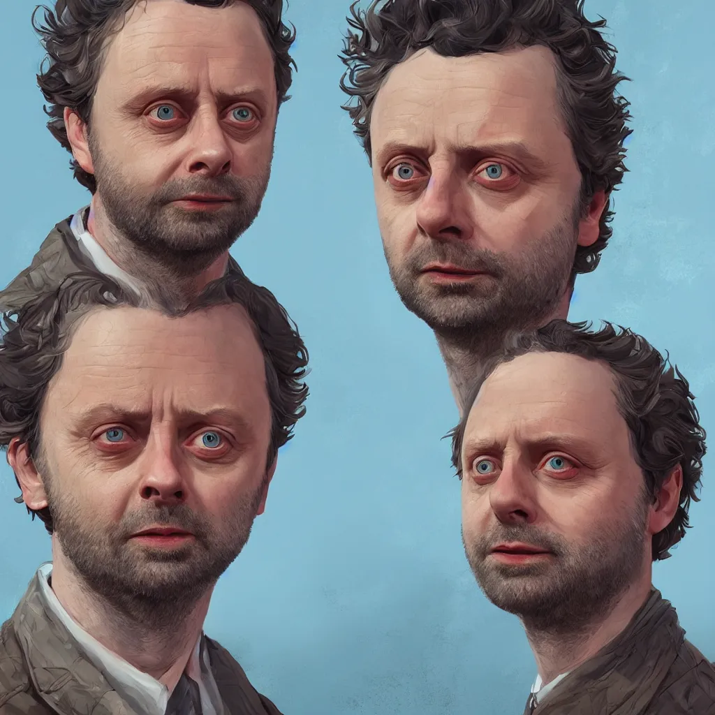 Prompt: close up portrait of handsome michael sheen, highly detailed, digital painting, artstation, concept art, illustration, art by simon stalenhag