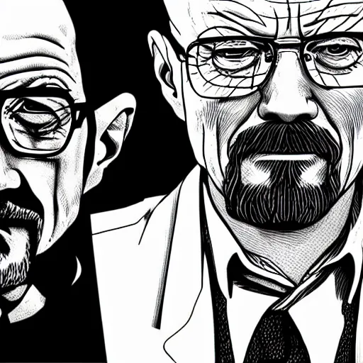 Prompt: walter white as a junji ito drawing