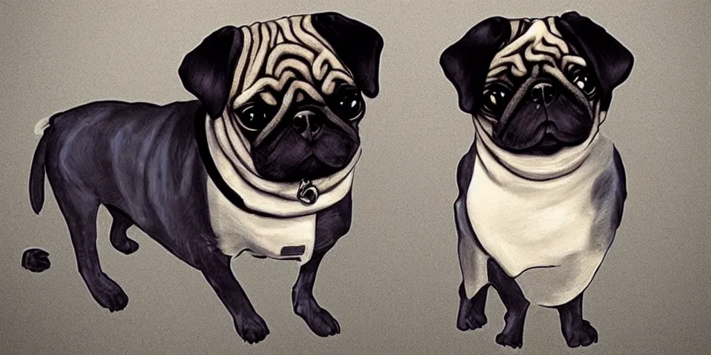 Image similar to snoop dogg as a pug, in the style of dog