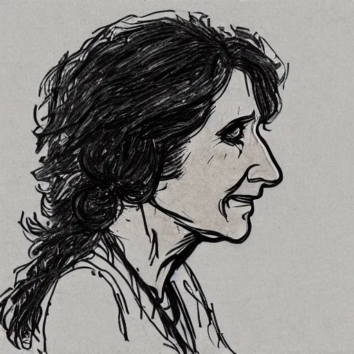 Image similar to a realistic yet scraggly portrait sketch of the side profile of a stern and sophisticated julia louis - dreyfus, trending on artstation, intricate details, in the style of frank auerbach, in the style of sergio aragones, in the style of martin ansin, in the style of david aja, in the style of mattias adolfsson