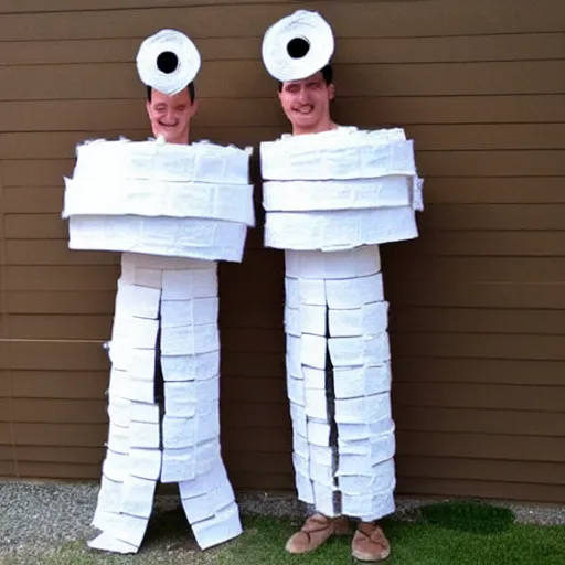 Image similar to creative costume made with toilet paper