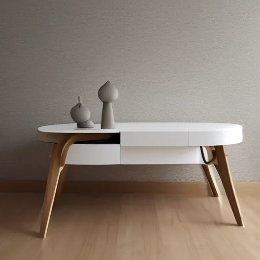 Image similar to white zen clean modern minimalist sparse oak table in a bright room