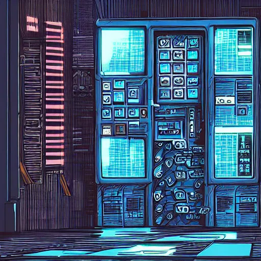 Prompt: Concept art for a Cyberpunk Bank vault, Akira universe