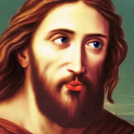 Prompt: a candid photo of jesus christ wearing a rather cheeky expression