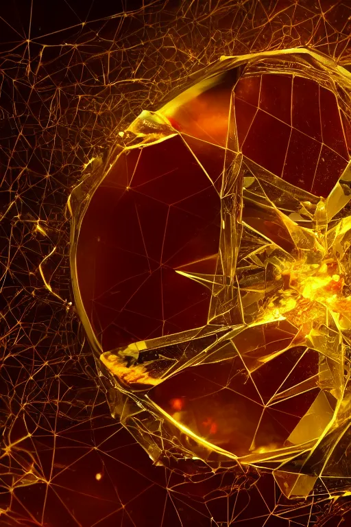 Prompt: A single elemental fire crystal covered in organic shapes and glowing with power, Sitting alone, Surrounded by darkness, concept art, illustration, burning hot. Magic Stone. Ruby Stone. Gold. Crystal structure. Symmetrical. Spirals. Melting. Honey. Intricate. Zaha Hadid shapes. Hyper Real. 4K. Octane Render. Refraction. Caustics. Empty Background. Black Background. No Background. Seriously, no background.