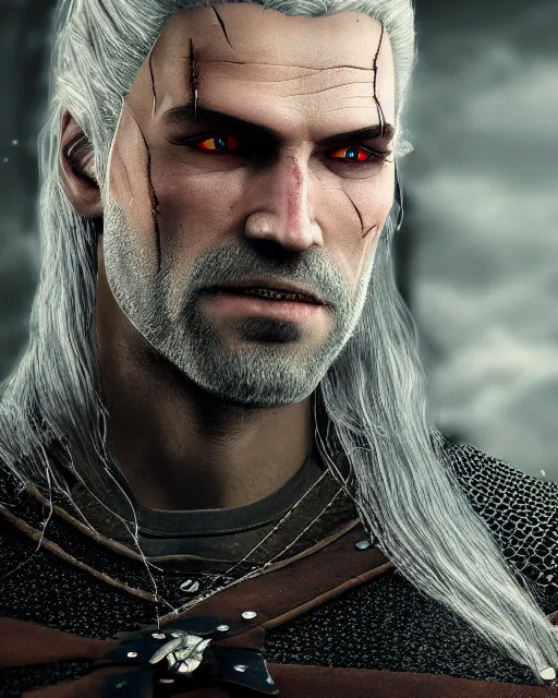 Prompt: portrait of the witcher, undead, shady, creepy, ultrarealistic, 8 k